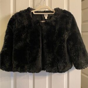 Faux Fur Crop Jacket Size Small Black